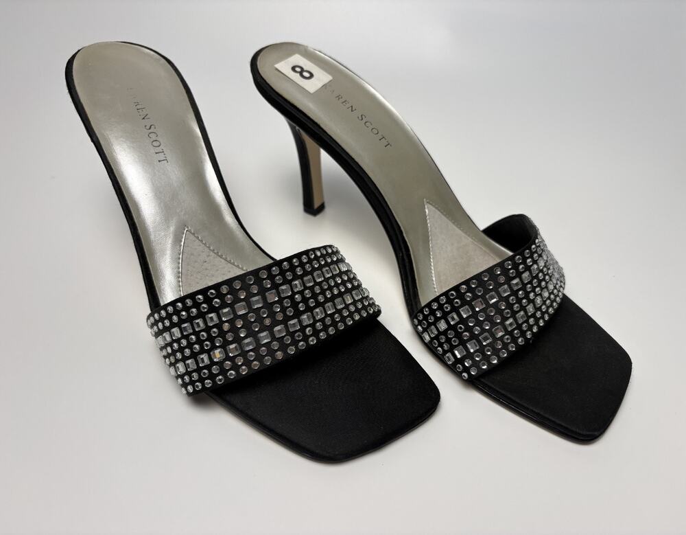 Karen Scott Juliana Black Satin Sandal 8